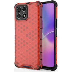 Mobigear Honeycomb HONOR X8 Tvrdý plast Zadní kryt odolný proti nárazům - Červená