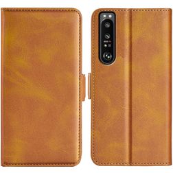 Mobigear Slim Magnet Sony Xperia 1 IV Pungetui med Seddelrum - Cognac