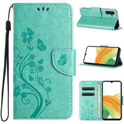 Mobigear Flowers Samsung Galaxy A55 Plånboksfodral med sedelfack - Grön