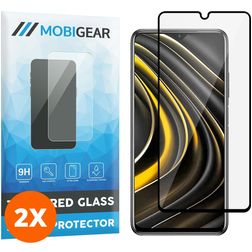Mobigear Premium POCO M3 Cristal templado Protector de pantalla - Compatible con fundas - Negro (pack de 2)