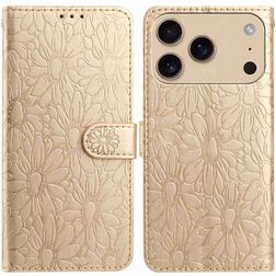 Mobigear Flowers iPhone 18 Pro Max Funda tipo libro Cartera - Dorado