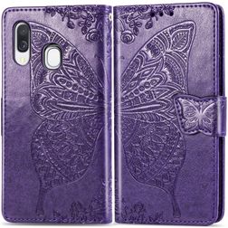 Mobigear Butterfly Samsung Galaxy A40 Capa livro Carteira - Roxo
