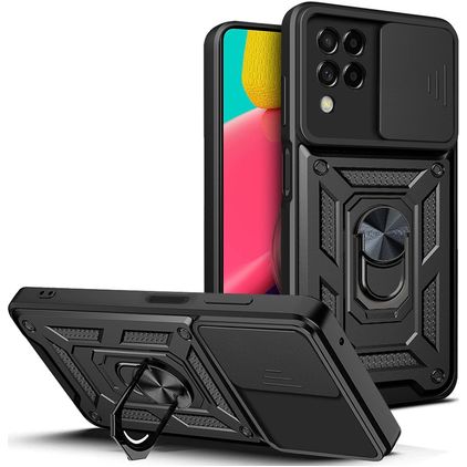 Mobigear Armor Ring Cam Slide Samsung Galaxy M53 Fodral Hårdplast Skal Stötsäkert med ringhållare - Svart