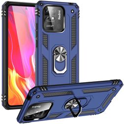Mobigear Armor Ring Xiaomi Redmi 10C Funda Plástico rígido Carcasa Antigolpes con anillo - Azul