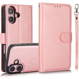 Mobigear Wallet iPhone 16 Plus Funda tipo libro 2 en 1 con carcasa extraíble Cartera - Oro rosa