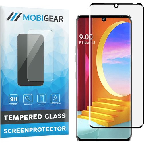 Mobigear Curved LG Velvet Panssarilasi Näytönsuoja - Suojakuoren kanssa yhteensopiva - Musta