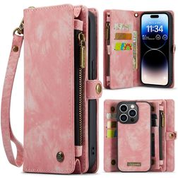 CaseMe 008 iPhone 14 Pro Cover a libro 2 in 1 con guscio estraibile a portafoglio - Rosa