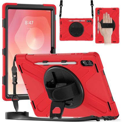 Mobigear SureGrip XGuard Samsung Galaxy Tab S11 Ultra Plastica rigida / Silicone Back cover + Portapenna + Tracolla + Supporto - Rosso