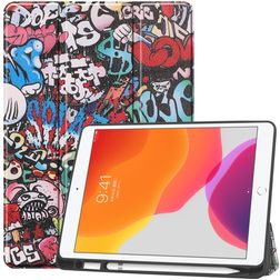 Mobigear Tri-Fold Gel iPad 9 (2021) TPU / Cuero sintético Funda tipo libro + Portalápices - Grafitti