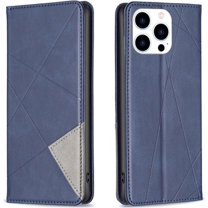 Mobigear Rhombus Slim iPhone 16 Pro Plånboksfodral - Blå
