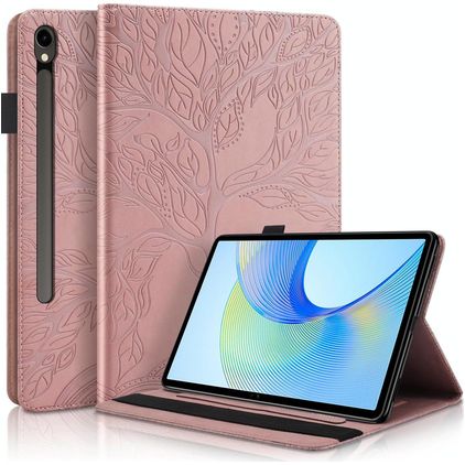 Mobigear Tree Samsung Galaxy Tab S10 FE Plus Wallet case + Stylus Holder - Rose Gold