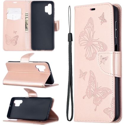 Mobigear Butterfly Samsung Galaxy A32 5G Funda tipo libro Cartera - Oro rosa