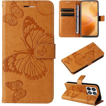 Mobigear Butterfly Xiaomi 14T Pro Wallet case - Cognac