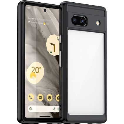 Mobigear Crystal Google Pixel 7a Hard Case Back cover - Clear / Black
