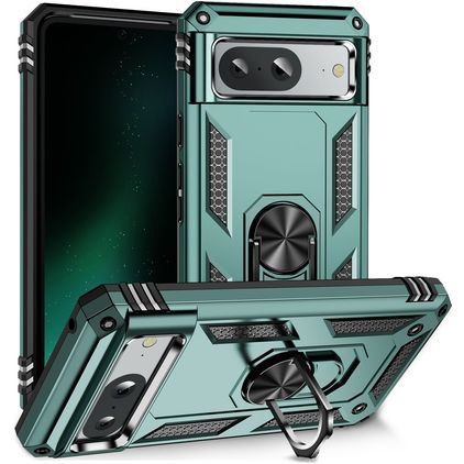 Mobigear Armor Ring Google Pixel 8a Hard Case Back cover Shockproof with Ring Holder - Dark Green