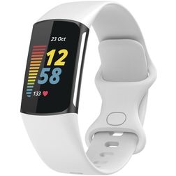 Mobigear Sport Dual Correa Silicona Cierre de pinza para Fitbit Charge 5 - Blanco