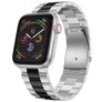 Mobigear Lissabon Pasek Stal do Apple Watch Zapięcie motylkowe - 42/41/40/38 mm - Czarny / Srebrny