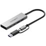 Cygnett Unite 4-in-1 USB-A / USB-C til USB-A / USB-C Hub 0,15 m - Sølv