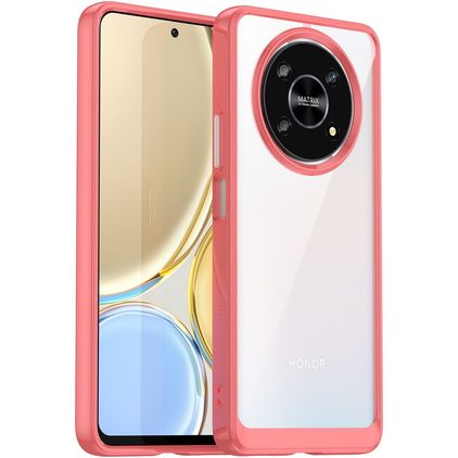 Mobigear Crystal HONOR Magic 4 Lite Kova Suojakuori - Läpinäkyvä / Punainen