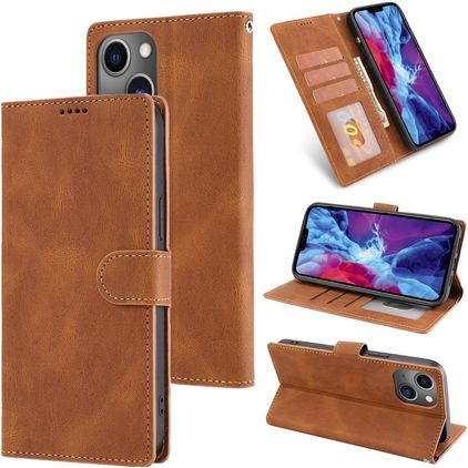 Mobigear Wallet iPhone 14 Cover a libro portafoglio - Marrone