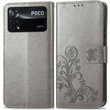 Mobigear Clover POCO X4 Pro 5G Pungetui med Seddelrum - Grå