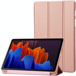Mobigear Tri-Fold Gel Samsung Galaxy Tab S11 TPU / Cuero sintético Funda tipo libro - Oro rosa