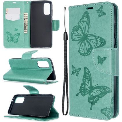 Mobigear Butterfly Samsung Galaxy S20 Cover a libro portafoglio - Turchese