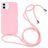 Mobigear Lanyard iPhone 16 Plus Silikon Skal med rem - Rosa