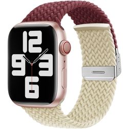 Mobigear Braided Dual Nylon Apple Watch Řemínek Zaklapávací spona - 49/46/45/44 mm - Vínová / Hvězdně bílá