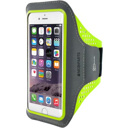 Mobiparts Comfort Fit Suporte de telemóvel para corrida Neopreno Capa desportiva Braçadeira desportiva (max 14 cm x 7 cm) - Neon Green