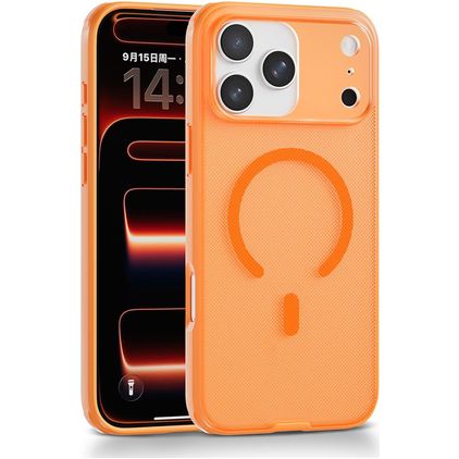 Mobigear Shockproof Grip iPhone 17 Pro MagSafe Plástico rígido Capa traseira - Laranja