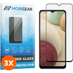 Mobigear Premium Samsung Galaxy A12 Härdat glas Skärmskydd - Skalvänligt - Svart (3-pack)