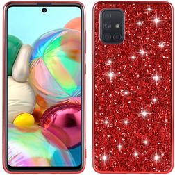 Mobigear Glitter Samsung Galaxy A51 Fodral Hårdplast Skal - Röd