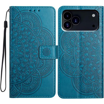 Mobigear Mandala iPhone 18 Pro Knížkové pouzdro Peněženka - Modrá