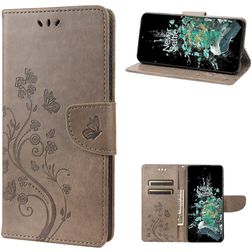 Mobigear Butterfly OnePlus 10T Cover a libro portafoglio - Grigio