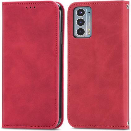 Mobigear Retro Slim Motorola Edge 20 Funda tipo libro Cartera - Rojo
