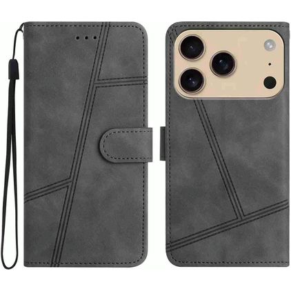 Mobigear Stitch iPhone 18 Pro Etui z klapką typu portfel - Szary