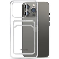 Mobilize Gelly Card Gennemsigtig iPhone 13 Pro Fleksibel TPU Bagsidecover med kortholder - Gennemsigtig