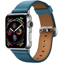 Mobigear Roma Leather Apple Watch Strap Buckle closure - 49/46/45/44 mm - Dark Blue