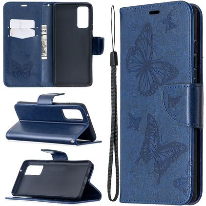 Mobigear Butterfly Samsung Galaxy S20 FE Plånboksfodral med sedelfack - Blå