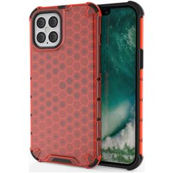 Mobigear Honeycomb iPhone 12 Pro Max Tvrdý plast Zadní kryt odolný proti nárazům - Červená