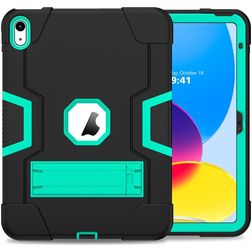 Mobigear ShieldStand iPad 11 (2025) Plastica rigida / Silicone Back cover + Supporto - Verde / Blu navy