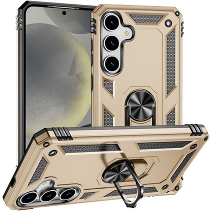 Mobigear Armor ring Samsung Galaxy S25 Plus Hard Case Back cover Shockproof with Ring Holder - Gold