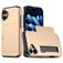 Mobigear Card iPhone 16 Funda Plástico rígido Carcasa Antigolpes con tarjetero - Dorado