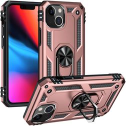 Mobigear Armor Ring iPhone 14 Plus Hardcase Etui plecki Wstrząsoodporne z pierścieniem - Różowe złoto