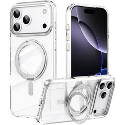 Mobigear Frosted Mag iPhone 17 Pro MagSafe Fodral Hårdplast Skal med ställ - Silver