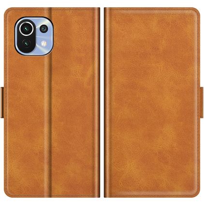 Mobigear Slim Magnet Xiaomi Mi 11 Lite Wallet case - Cognac