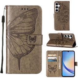Mobigear Butterfly Samsung Galaxy A35 Pungetui med Seddelrum - Grå