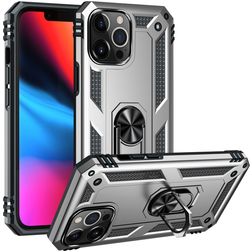 Mobigear Armor Ring iPhone 14 Pro Max Hardcase Etui plecki Wstrząsoodporne z pierścieniem - Srebrny