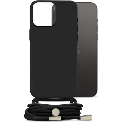 Mobilize Lanyard Gelly iPhone 14 Pro Max Fleksibel TPU Cover med snor - Sort